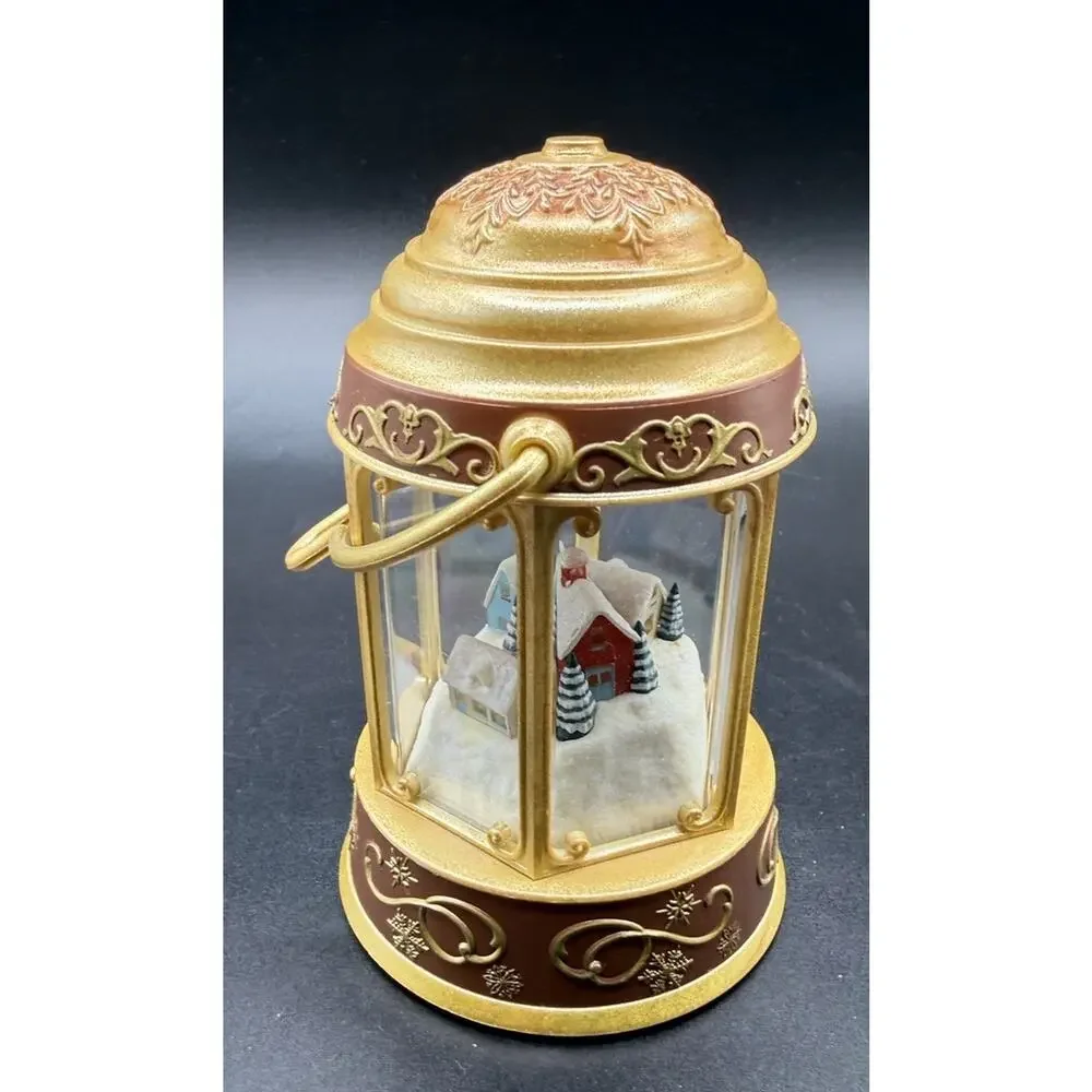 HALLMARK Santa's Magic Lantern Snowy Houses Magic Light Sound Ornament Lo16